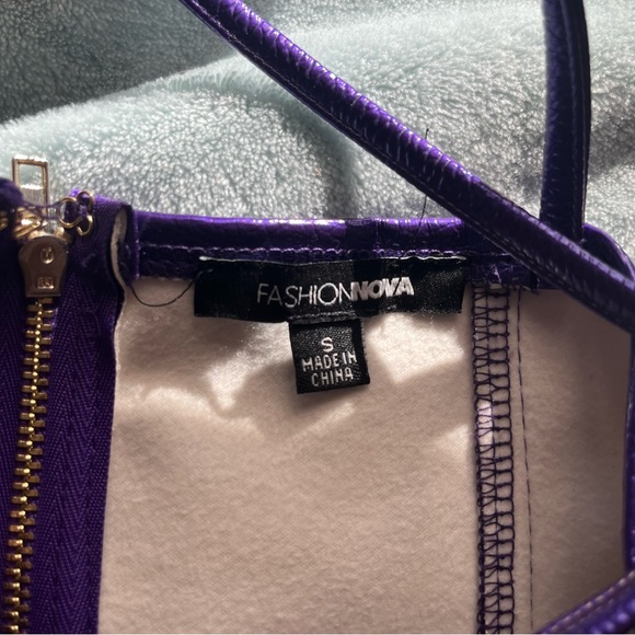 Purple Latex Look Bodycon Cami Mini Dress - Picture 4 of 4